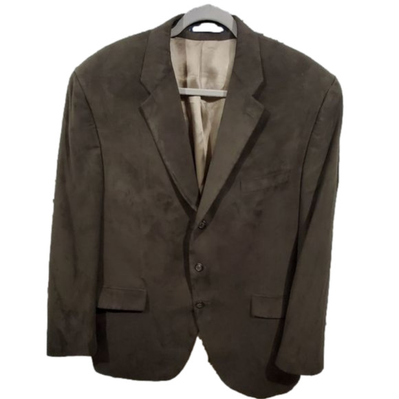 Ralph lauren Y2k Olive green Vegan suede sport coat jacket Blazer Men's size 46R - Picture 3 of 9
